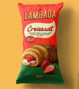 Lambada croissant mix filled with strawberry jam and white cream